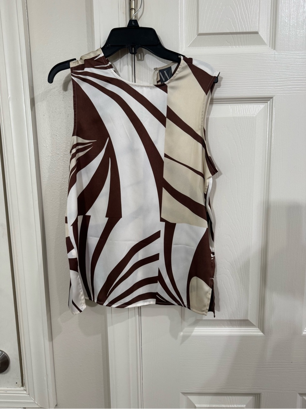Worthington Brown and Cream Abstract Sleeveless Camisole